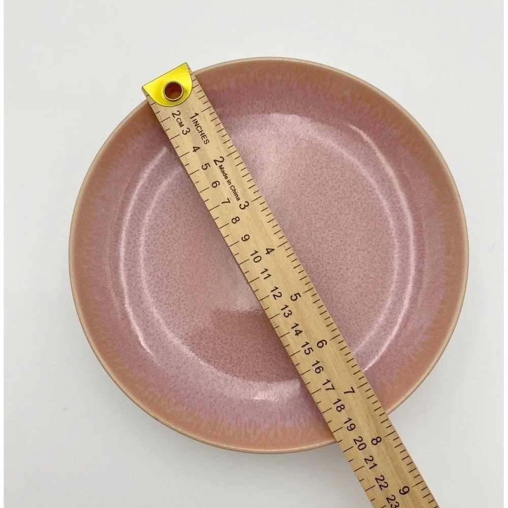 Set of 4 IKEA Blush Pink Speckled Reactive Glaze Stoneware Salad Plates 7.75